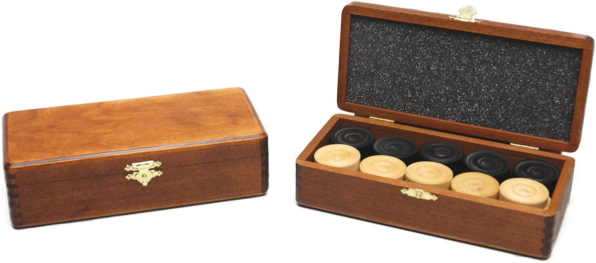 Giochi caldi dama bianco nero in scatola pieghevole di legno marrone