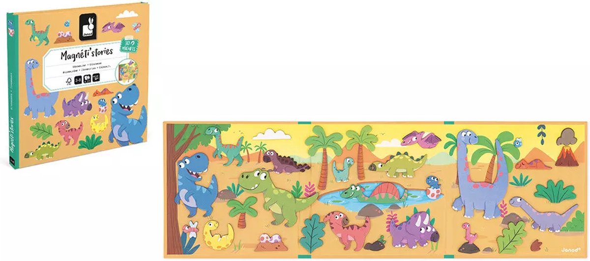 Janod - magneti stories - dinosaurus – educatieve magneetset