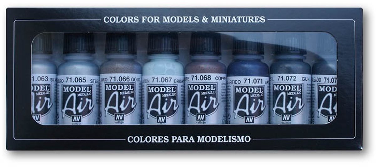 Vallejo hobbyverf acrylverf - 71176 metallic colors - model air - acryl set verf set - 8x 17 ml