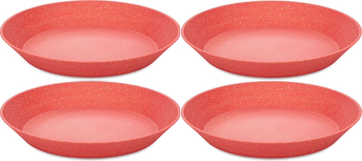 Koziol diep bord, 24 cm, set van 4, organic, natuur koraal - | connect plate