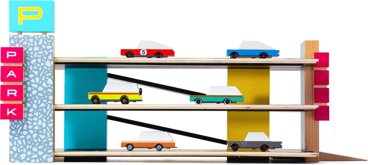 Candylab Toys Candylab macchinina in legno pressofuso - garage magnetico - mondo Candycar