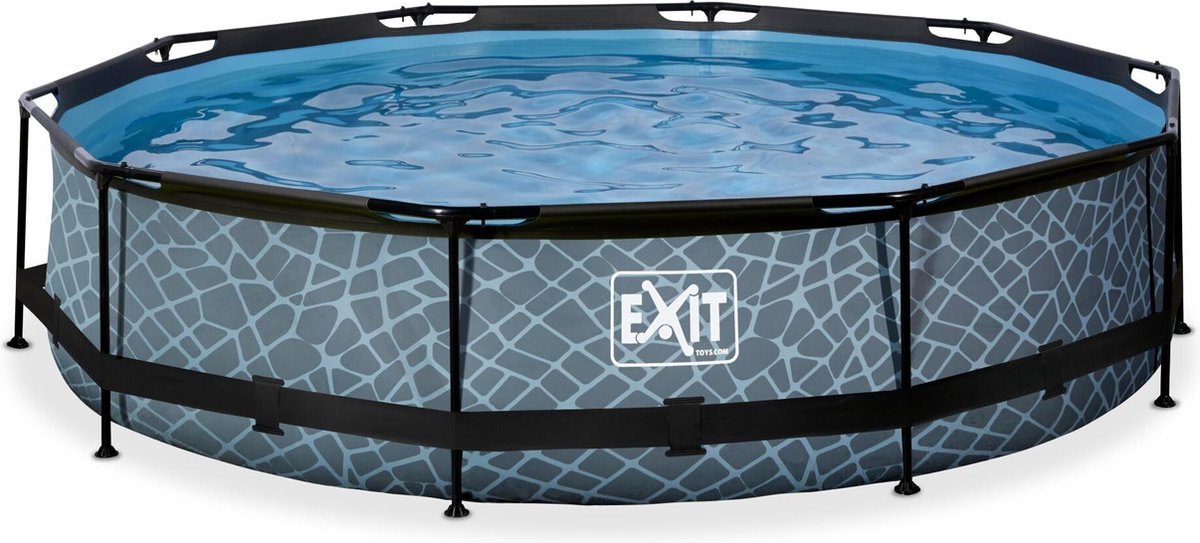 Exit toys exit stone frame zwembad ø360 - opzetzwembad - met filterpomp - rond - grijs