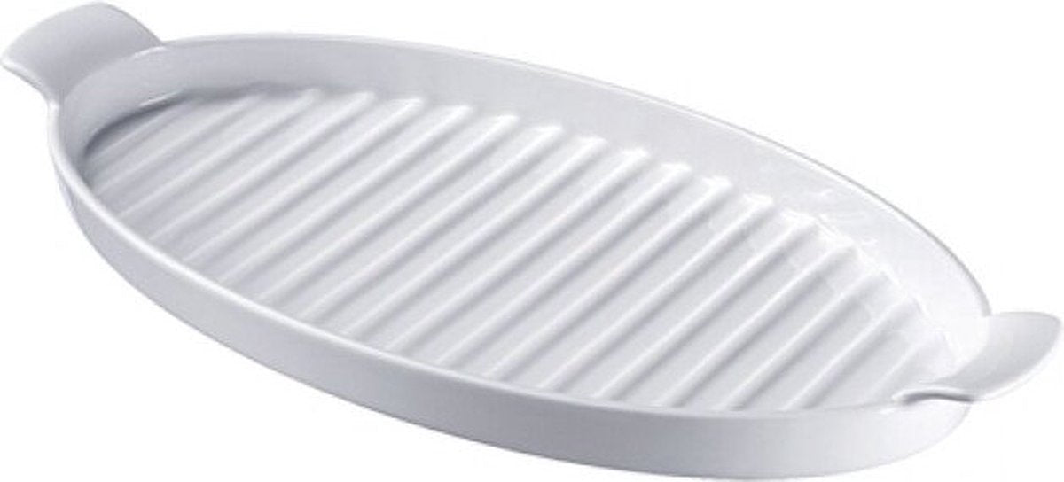 Westmark cuenco para servir espárragos, con 2 asas, ovalado, longitud: 39,5 cm, porcelana, color: blanco, 62222260