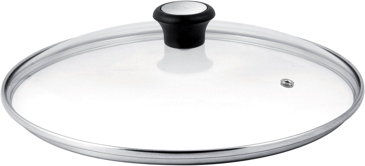 Tefal 28097912 coperchio rotondo nero, acciaio, trasparente