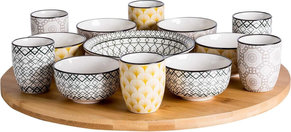 Piatto girevole accogliente e trendy azra da 14 pezzi - ø 40 cm - bambù