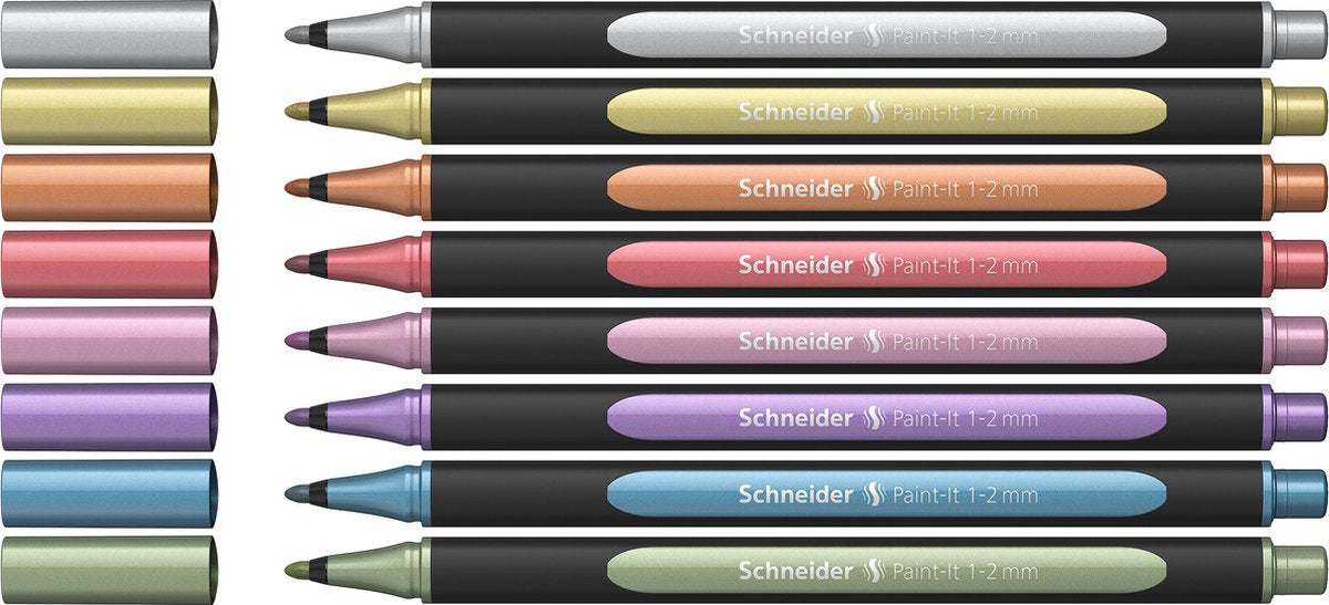 Schneider schrijfwaren schneider metallic liner - paint-it 020 - 1-2mm - 8 stuks - s-ml02011502