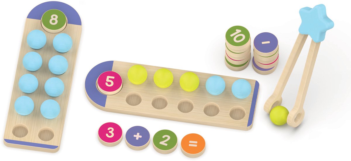 Set di risorse didattiche in legno per contare e abbinare giocattoli educativi. - 3+