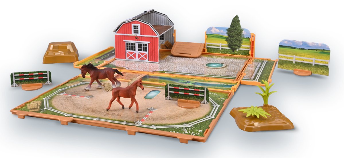 Set da gioco con libro sugli animali Collecta - cavalli - miniatura - incluse 2 minifigure