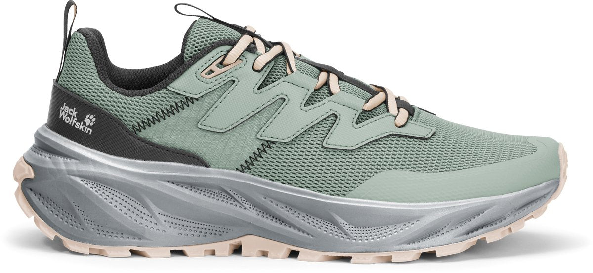 Jack wolfskin ps trail low w botas de montaña para mujer-verde zinnia