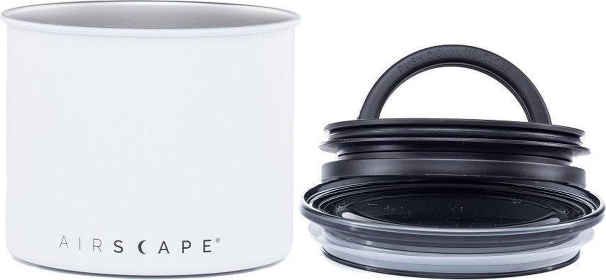 Planetary design - airscape - koffiebonen - voorraadpotten - vacuuum - koffie - staal - mat wit - 250 gram