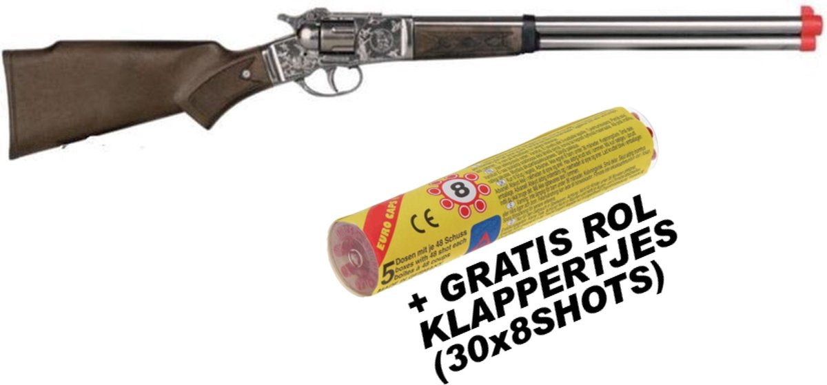 Gonher pistola giocattolo rocker cowboy 8 colpi argento