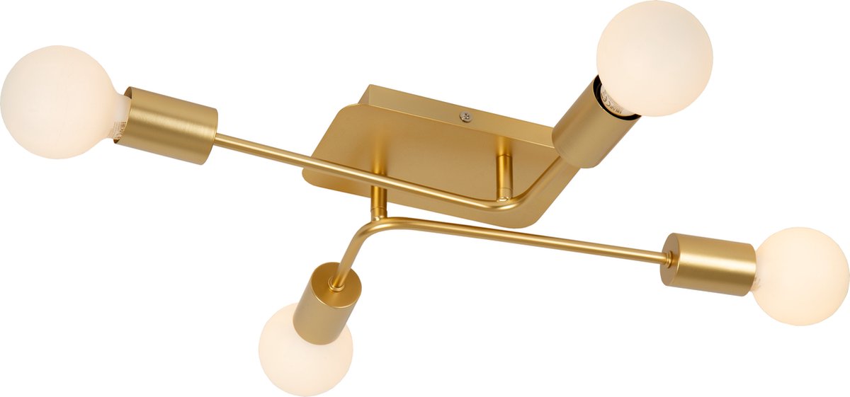Lucide lester - lampada da soffitto (lampada da soffitto) - 4xe27 - ottone oro opaco