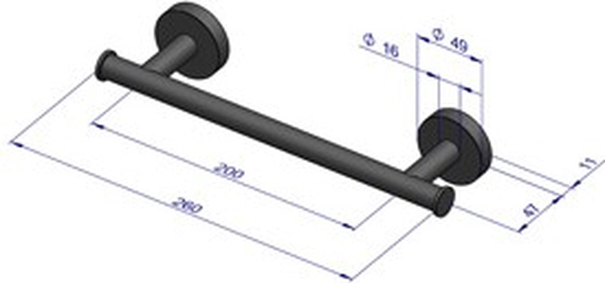 Plieger como handdoekbeugel magnetisch 550mm mat zwart