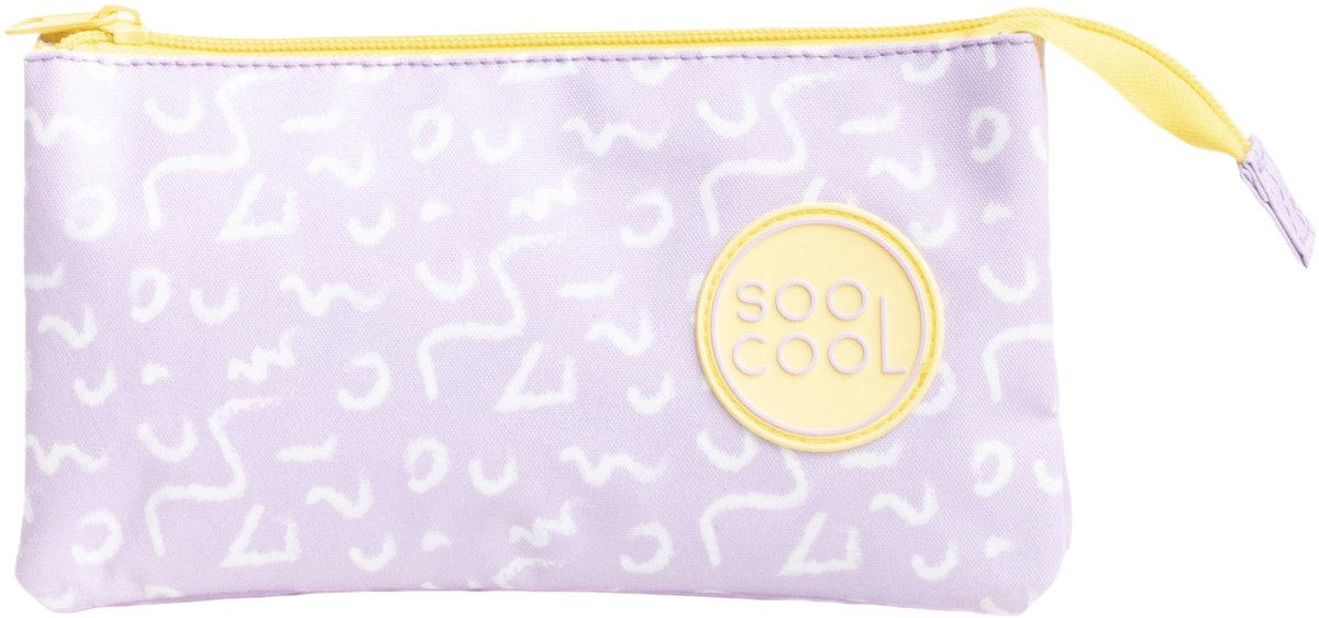 Astuccio scolastico Ancor liscio vuoto rettangolare 3 scomparti lilla con disegno - an-124941-d