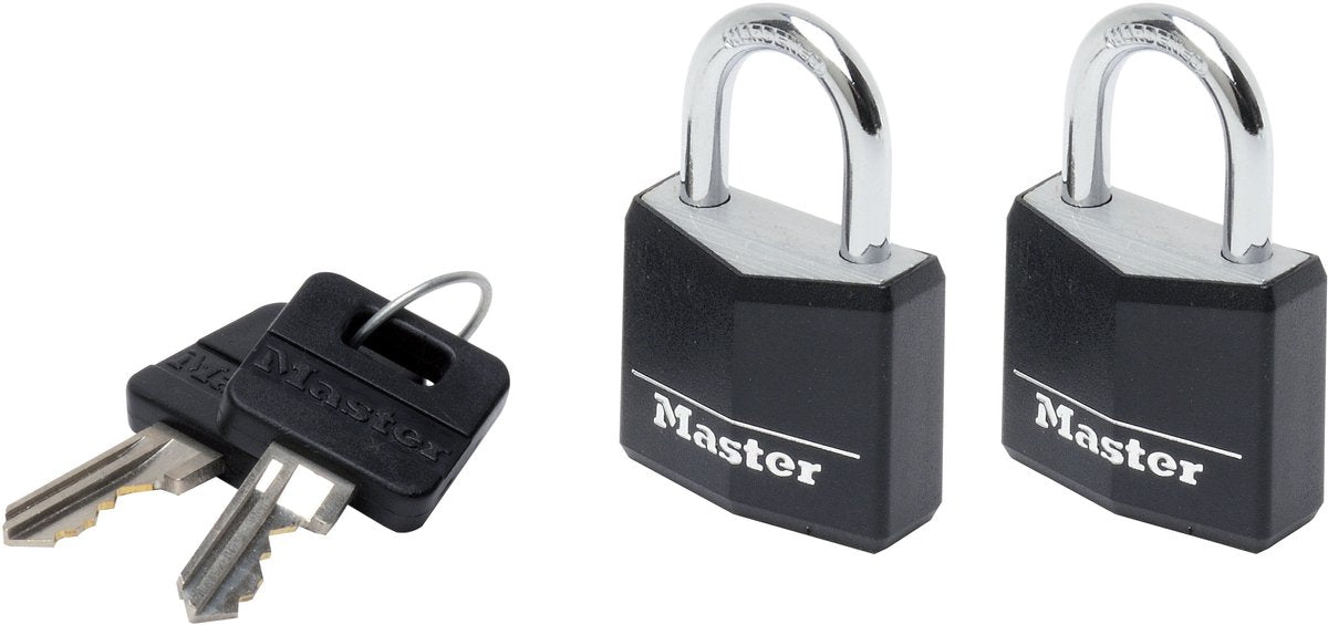 Lucchetto Masterlock - alluminio massiccio - nero - 30 mm - 2 pezzi - 9130eurtblk