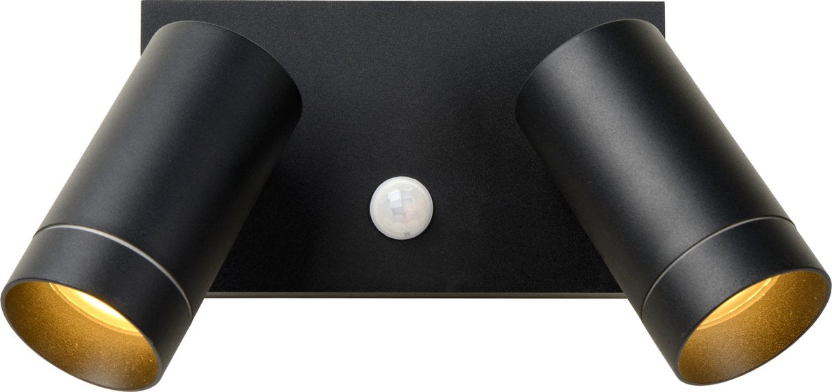 Lucide taylor - wandspot wandlamp binnen buiten - 2xgu10 - ip54 - bewegingssensor - zwart