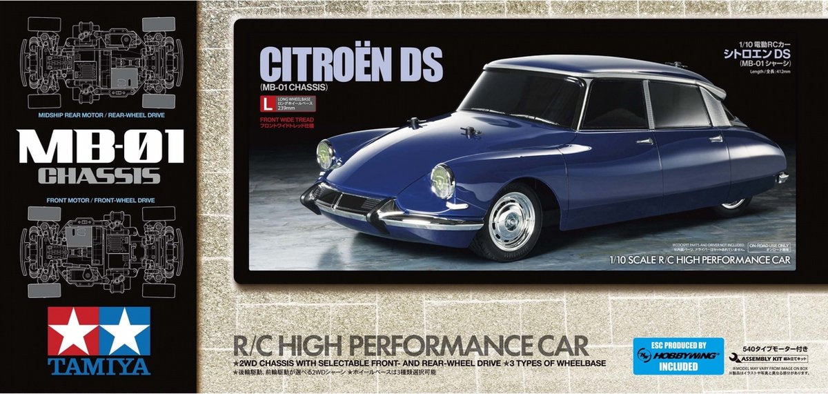 Tamiya model kit veicoli militari - 58734 RC Citroën DS - MB-01 con certificato RC in plastica - 1:10 - modellismo