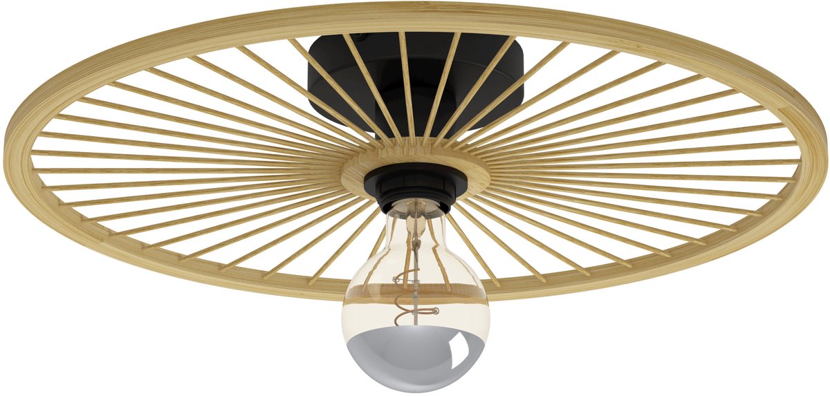 Eglo leominster plafondlamp - e27 - ø 45 cm - zwart|hout