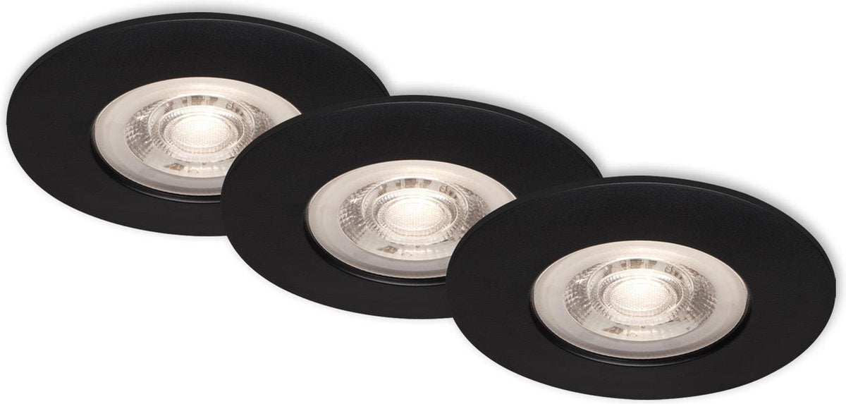 Briloner - Faretti da incasso a LED - set da 3 - dimmerabile - nero - 5w - ip44 - 3.000 k