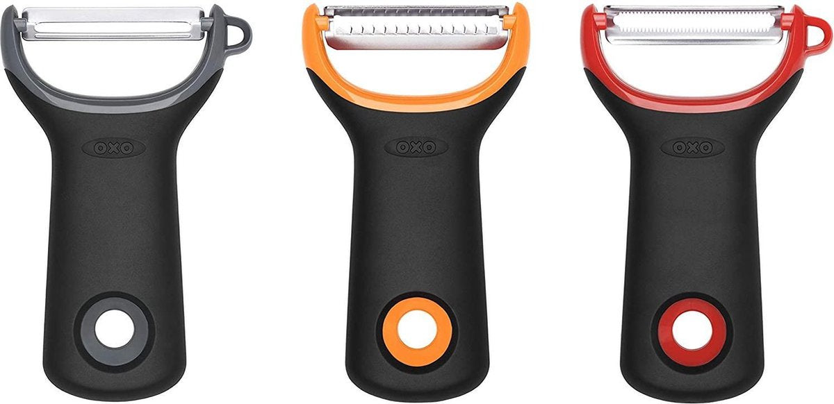 Oxo 3-delige schil set - aardappelschiller - juliennesnijder - tomaten dunschiller - comfort grip - japans rvs
