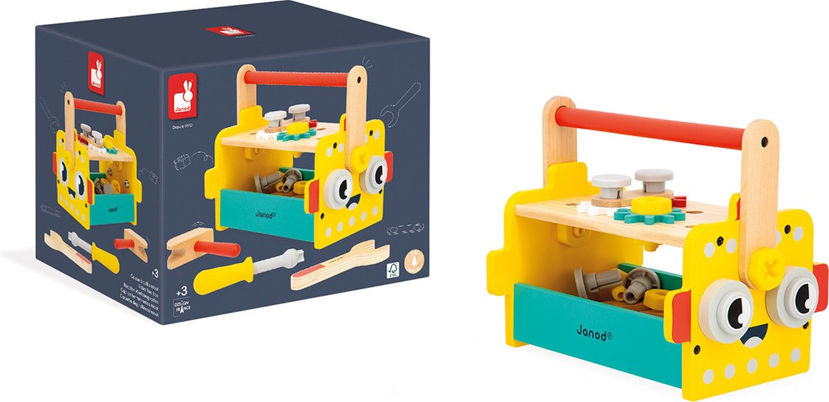 Janod - brico'kids - 2 in 1 robot gereedschapskist werkbank