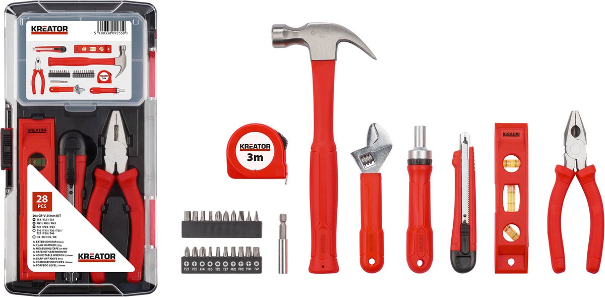 Kreator - hand tools - krt951014 - gereedschapsset gemengd - 28 st.