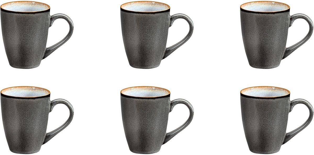 Medard de noblat - shadow aqua - tazza 30 cl - 6 pezzi - gres
