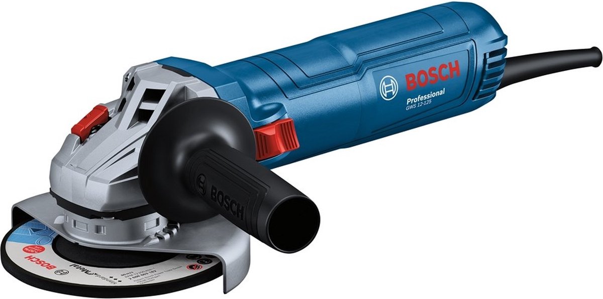 Amoladora angular bosch professional gws 12-125 125mm 1200w + mango de protección - 06013a6106