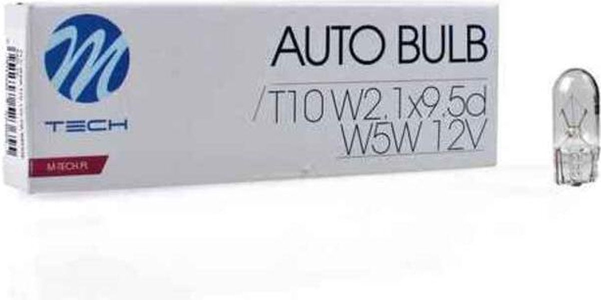 M-tech w5w t10 12v 5w - helder - 10 stuks