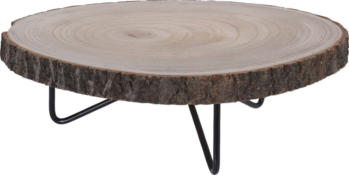 Vilde - tabla de servir con patas - 40 cm - de madera - tachuelas metálicas - decorativa