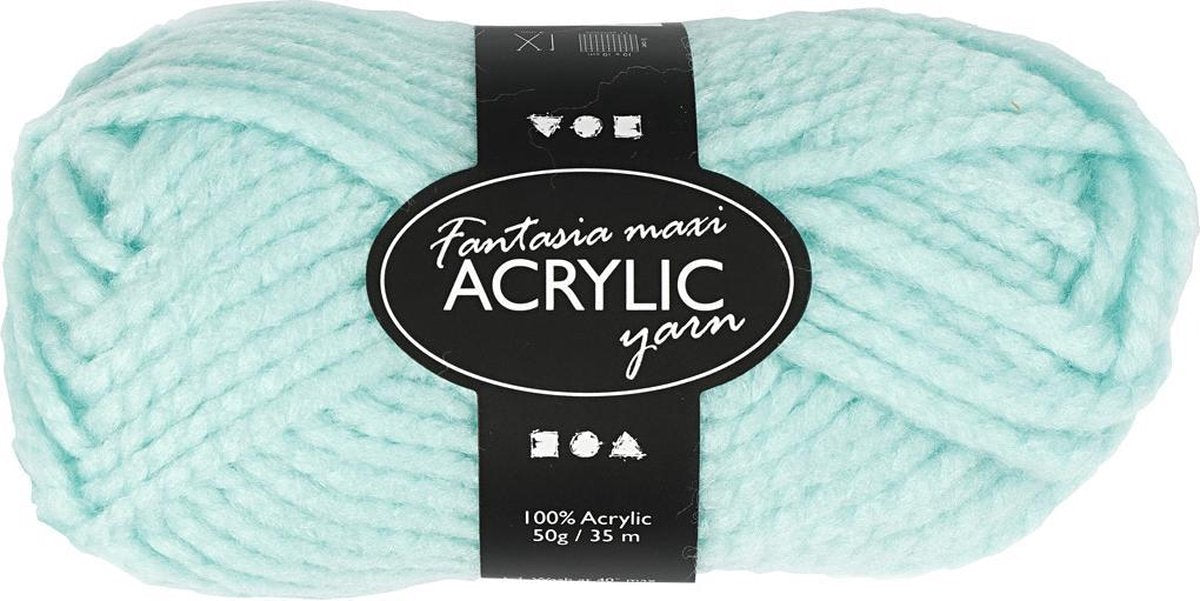 Creativ company hilo acrílico fantasia, l: 35 m, maxi, verde menta, 50 g 1 ovillo