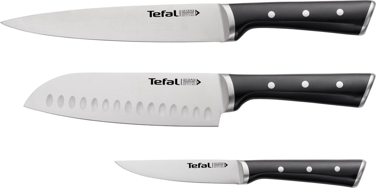Tefal ice force messenset - 3-delig - vleesmes 20 cm - santokumes 18 cm - universeel mes 11 cm - rvs
