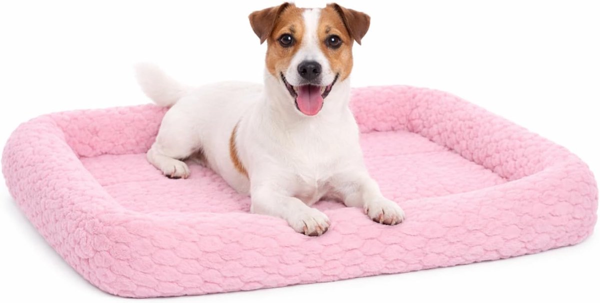 Cojín para perros Flamingo - cesta para perros - naya rectangular rosa con borde 70,5x41,5cm - suave - con apoyo