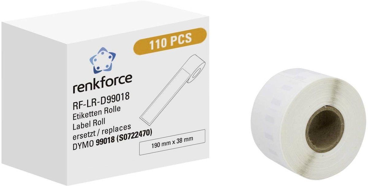 Renkforce rf-6027840, wit, zelfklevend printerlabel, doorlopend etiket, rol, papier, direct thermisch