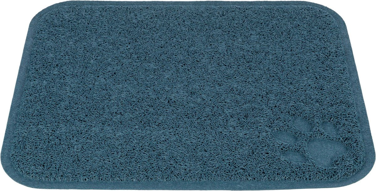 Trixie schoonloopmat - pvc blauw - vangt kattenbakvulling op, slipvast, 45x37 cm