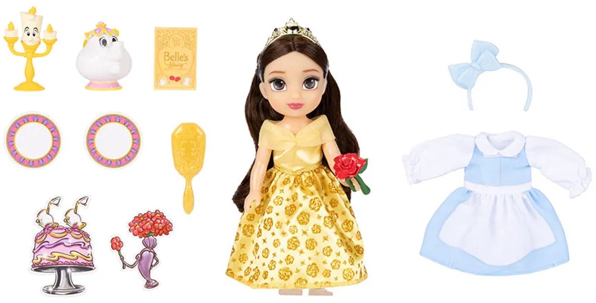 Jakks Disney Princess - Set de regalo Bella con accesorios princesa para muñeca 15 cm amarillo