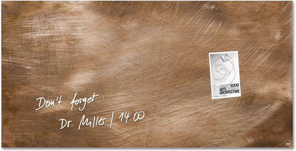 Sigel glasmagneetbord - artverum - 91x46cm - brons - si-gl267