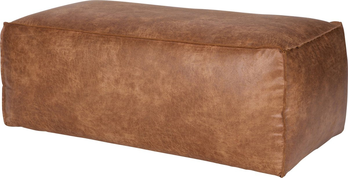 Puf rodeo Woood - cuero reciclado - coñac - 43x120x60