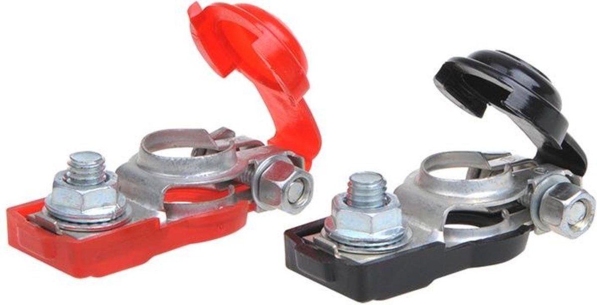 Set morsetti batteria Proplus - protezione in plastica - rosso e nero - polo negativo e positivo