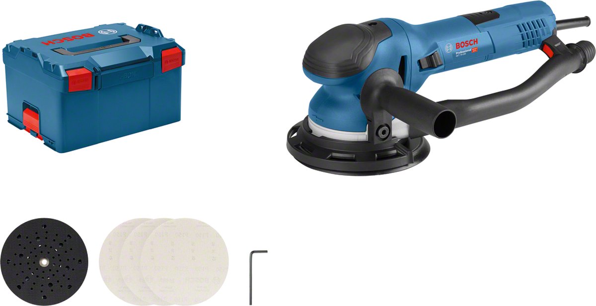 Bosch professional get 75-150 - levigatrice eccentrica | 150mm 750w in custodia l-boxx