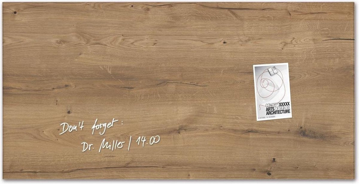 Sigel glasmagneetbord - artverum - 91x46cm - natural wood - si-gl258