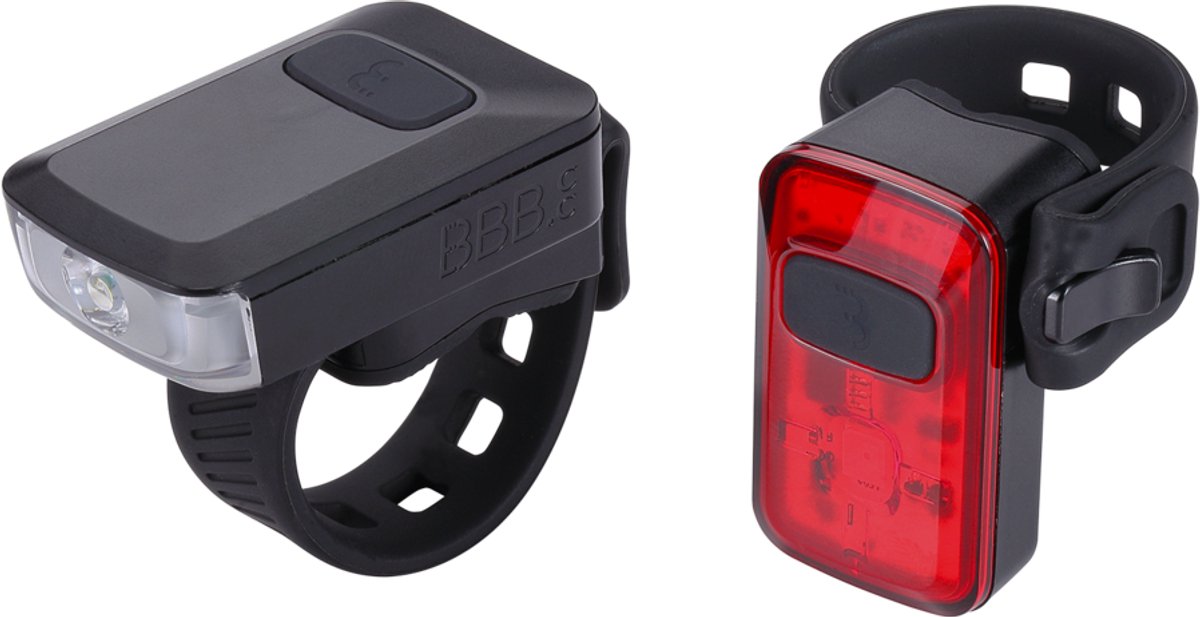 Set di illuminazione per bicicletta Bbb cycling spark 2.0 - da 20 a 100 lumen - USB C ricaricabile - durata: 28 ore - set di luci per bicicletta LED bianco e rosso - BLS-153