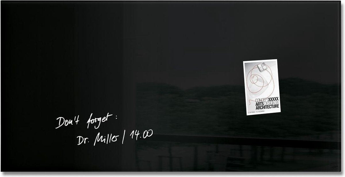 Sigel glasmagneetbord - artverum - 91x46cm - zwart - si-gl145