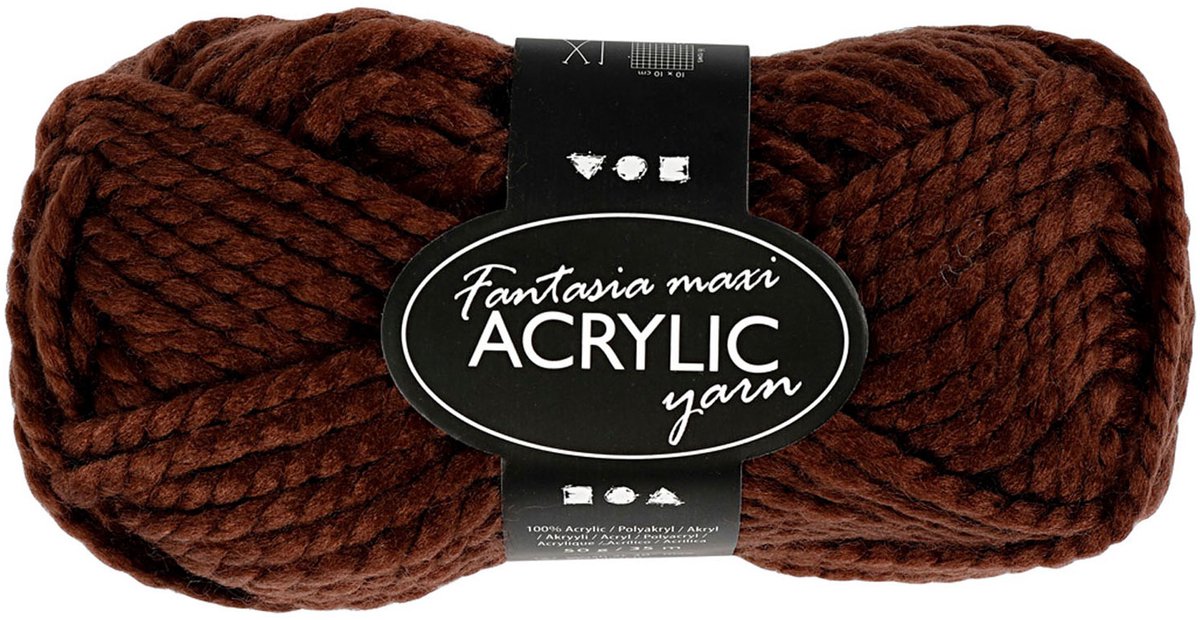 Hilo acrílico, Marrón, 50gr, 80m