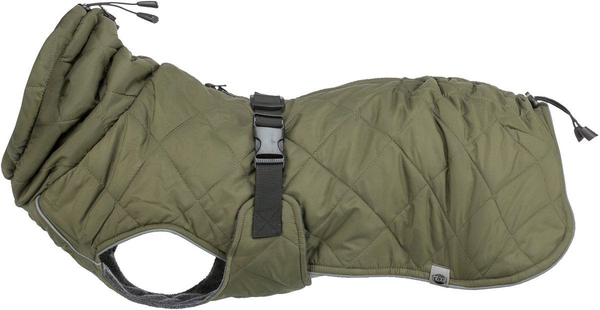 Trixie abrigo para perros - verde oliva 55cm - impermeable, ajustable, forro polar