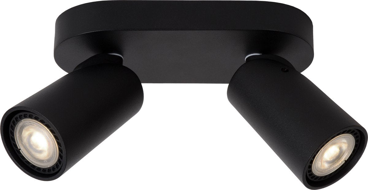 Lucide xyrus - faretto da soffitto (lampada da soffitto) - led dimmerabile caldo - gu10 - 2x5w 2200k 3000k - nero