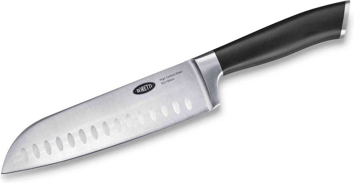 Cuchillo Boretti Santoku: cuchillo de cocina japonés profesional para precisión y control