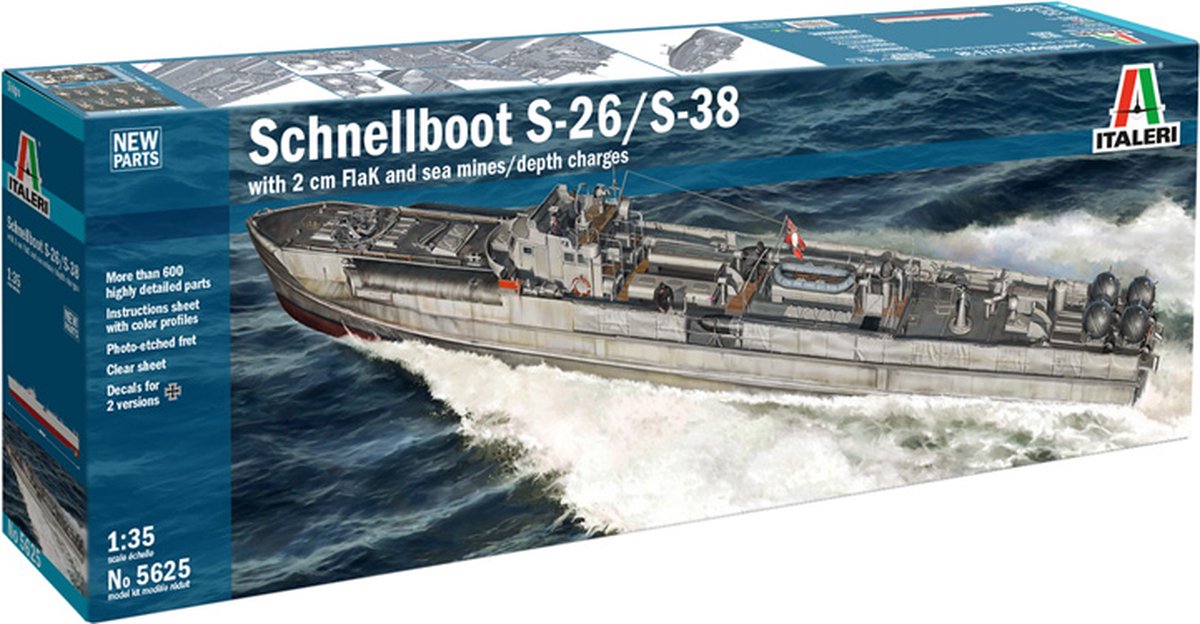 Italeri model kit veicoli militari - 5625 schnellboot s-26 s-38 plastica - 1:35 - modellismo