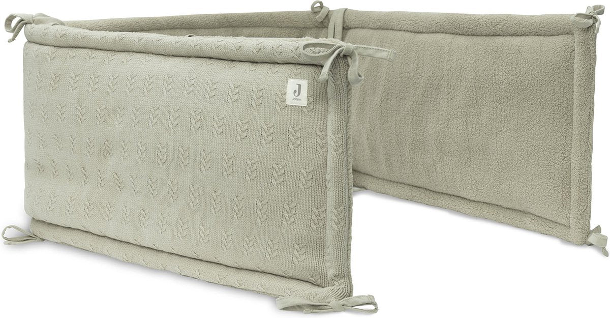 Jollein - Protector de cama 180x30 cm - Cuna protectora para cuna - Algodón acrílico - Punto granulado - Verde oliva