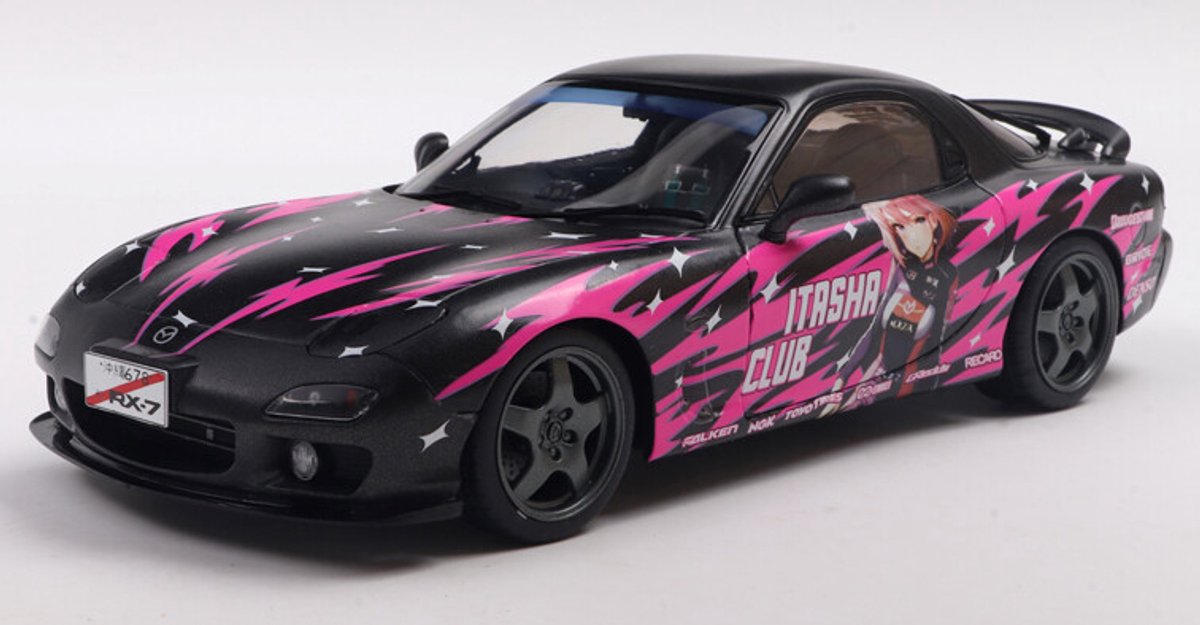 Solido mazda rx7 fd3rs funziona itasha club '99, rosa (rosa) scala 1:18